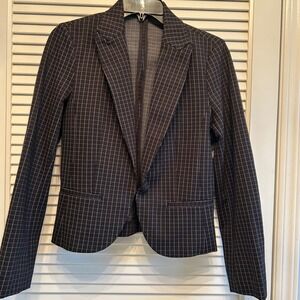 Amanda Chelsea Black Grid Plaid‎ Blazer Career Jacket Professional Office